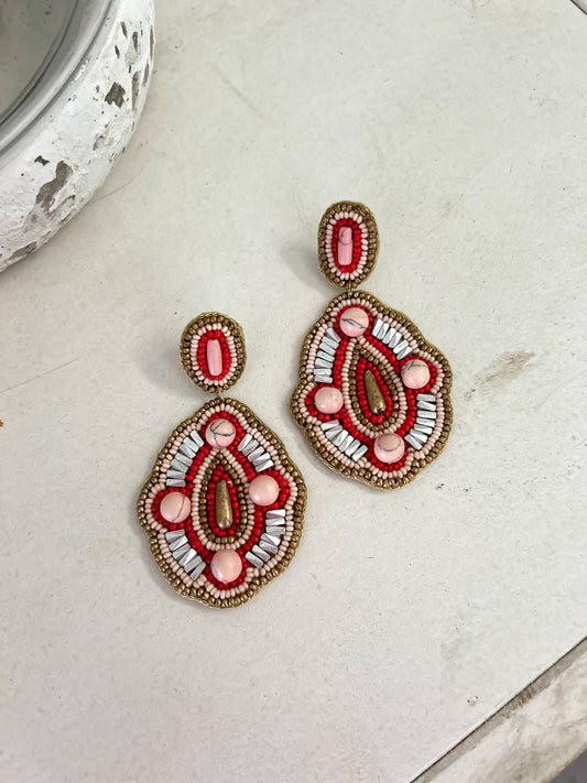 Anna Embroidered Drop Post Earrings