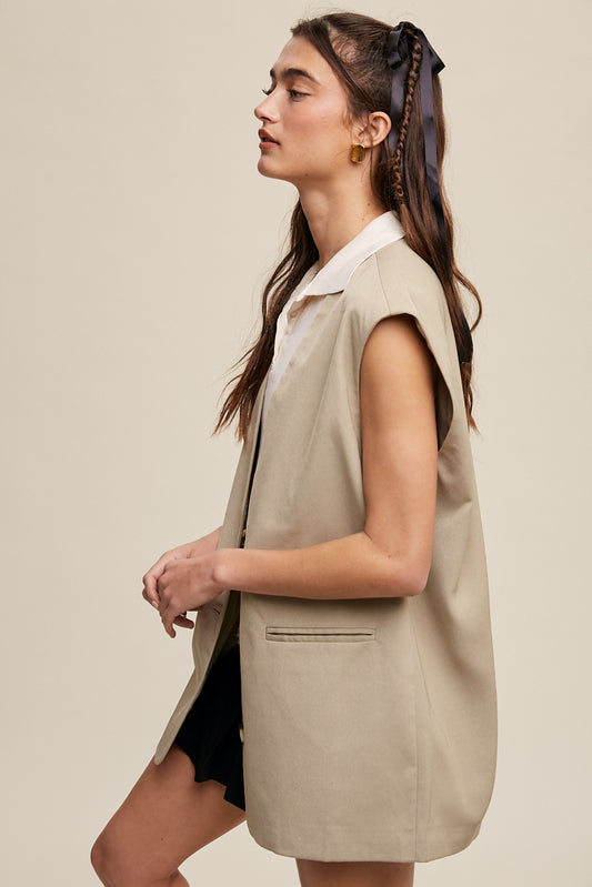 Ornella Tailored Oversized Long Vest