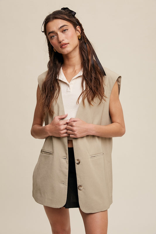 Ornella Tailored Oversized Long Vest