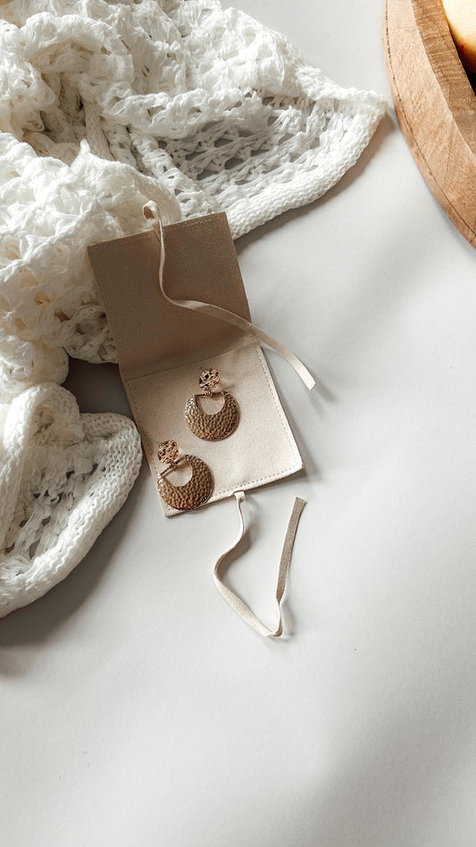 Gold Crescent Drop Earrings