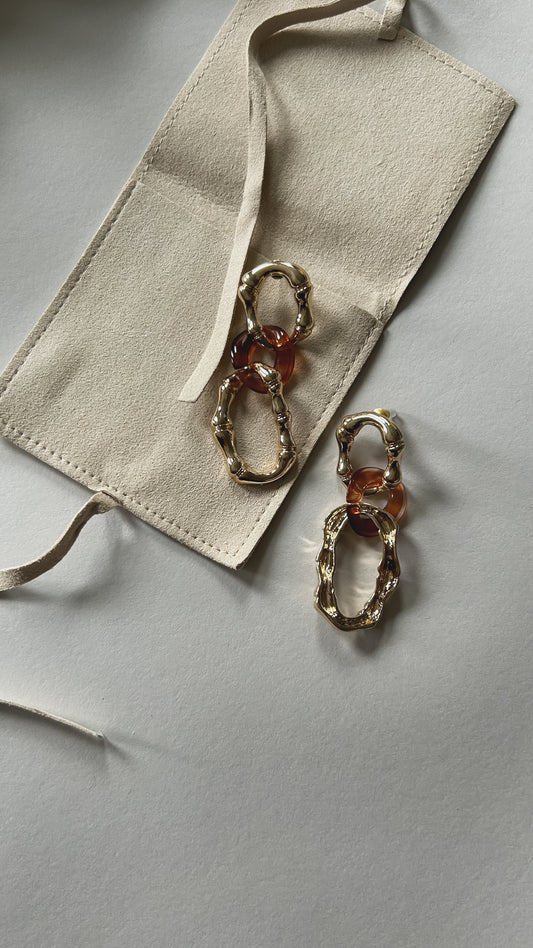 Bamboo Golden Link Earrings