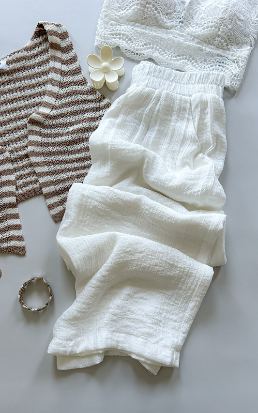 Cielo White Wide Leg Pant