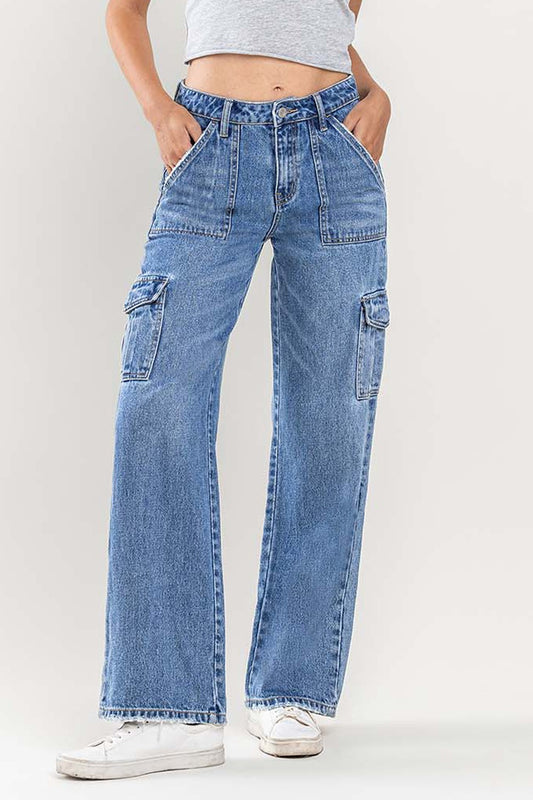 High Rise Wide Leg Cargo Jeans