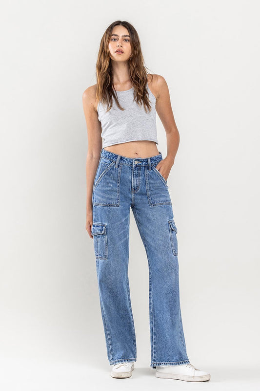 High Rise Wide Leg Cargo Jeans