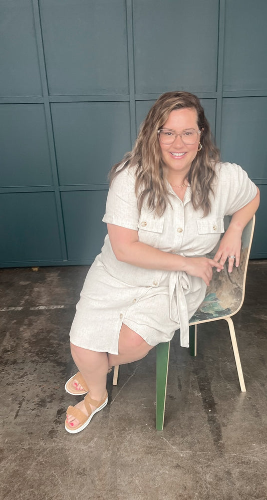 Curvy Linen Button Up Dress