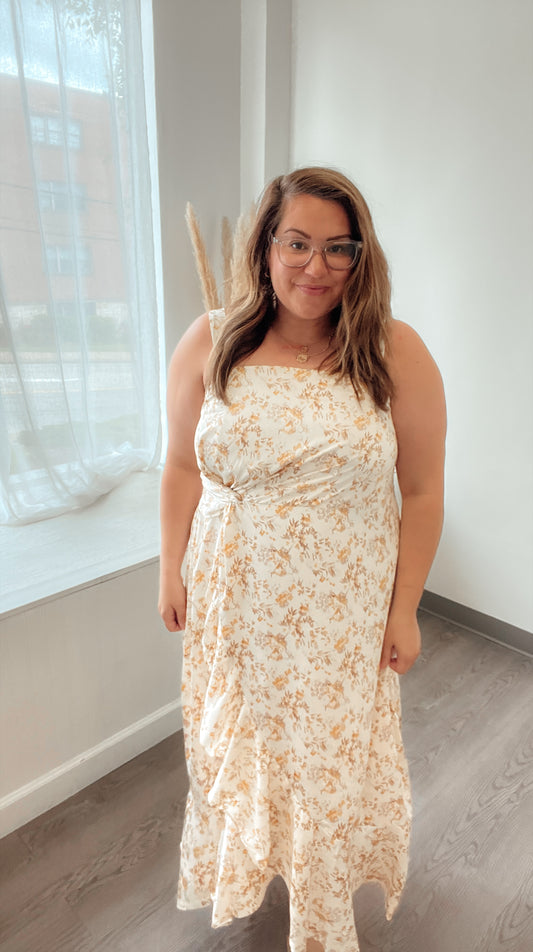 Sun-Kissed Blossoms Midi Dress (1X-3X)