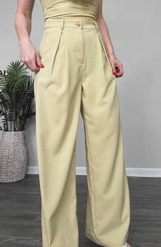 Light Mustard Yellow Wide Leg Trouser Pant