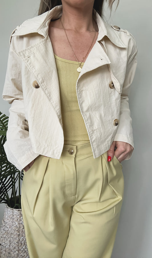 Ivory Cropped Trench Coat