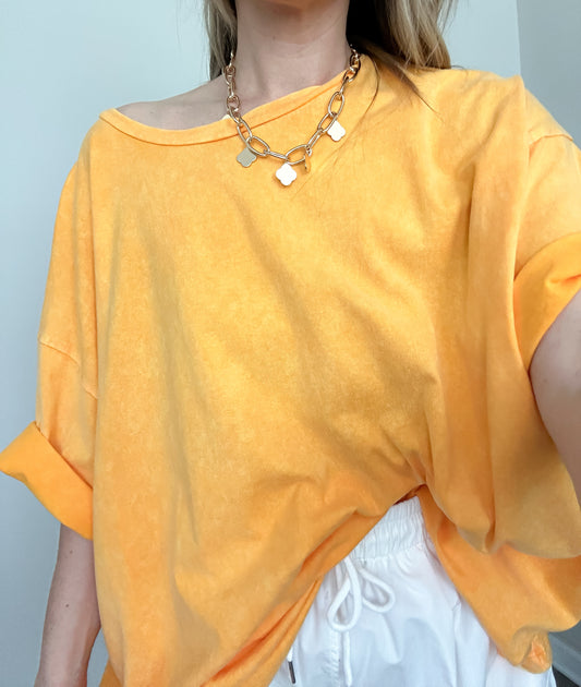 Acid Wash Yellow Oversized Tee