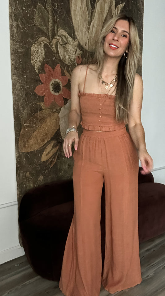 Terracotta Ruffled Cropped Tankette