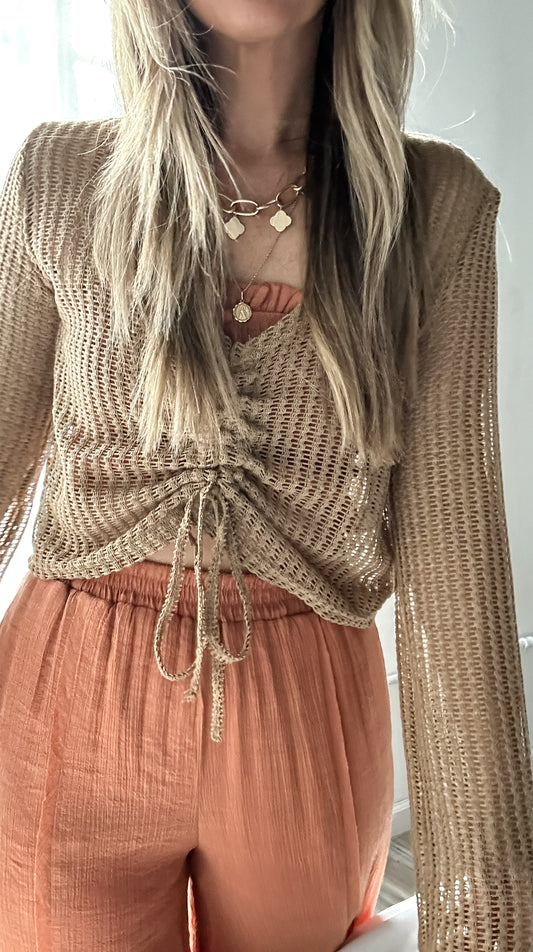 Natasha Drawstring Crochet Top