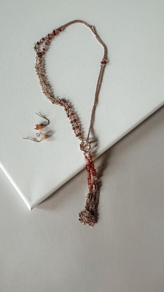 Mixed Crystal Toggle Chain Necklace Set