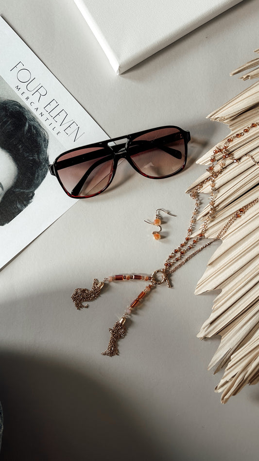 Mixed Crystal Toggle Chain Necklace Set