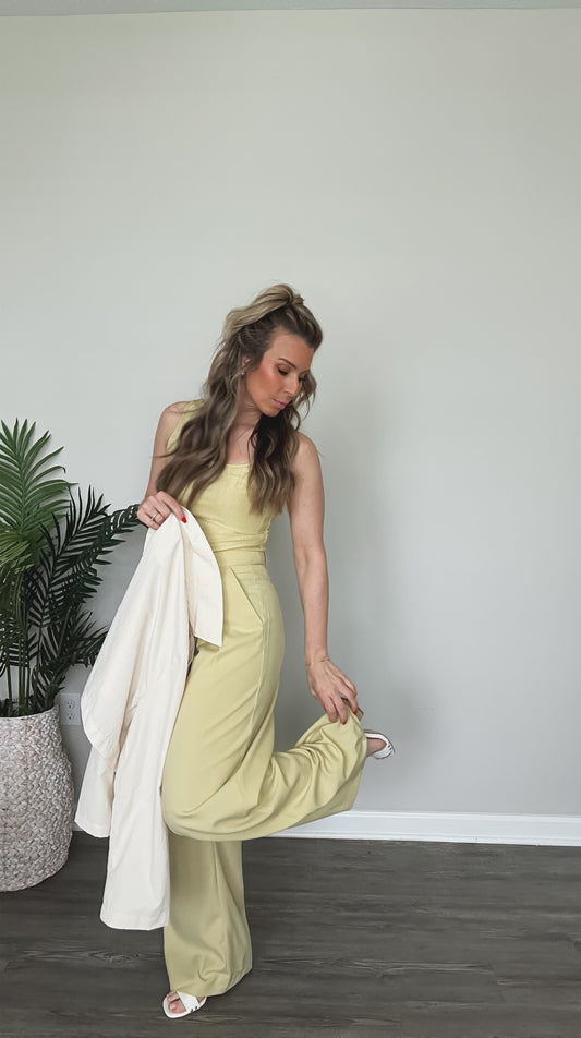 Light Mustard Yellow Wide Leg Trouser Pant