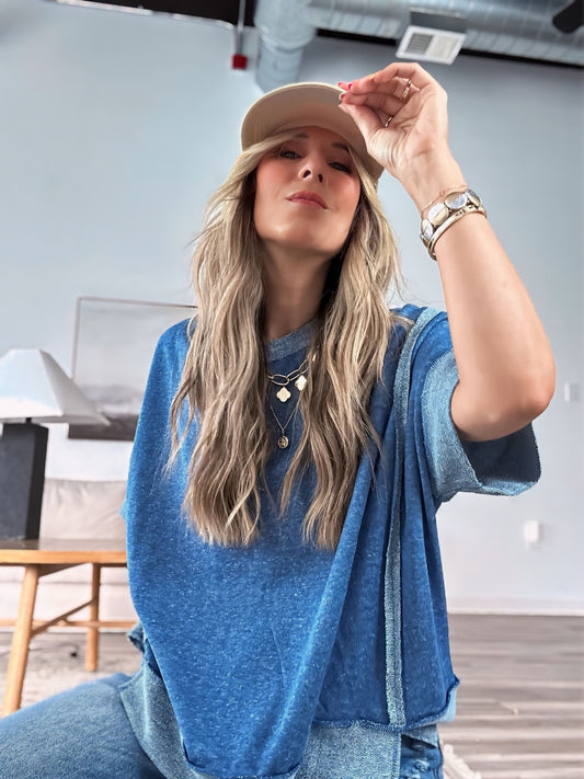 Contrast Trim Terry Knit Top