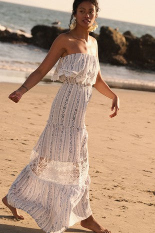 Flounce Lace Maxi Dress