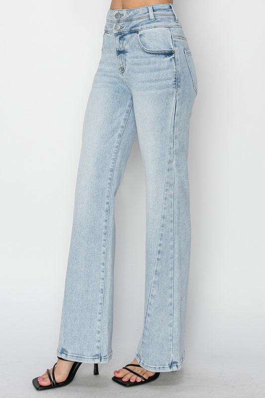 Risen Super High Rise Ankle Straight Jeans