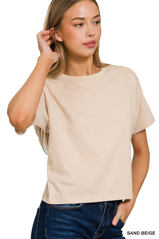 Sand Beige Crew Neck Top