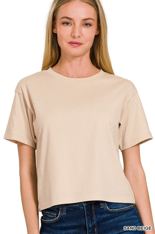 Sand Beige Crew Neck Top