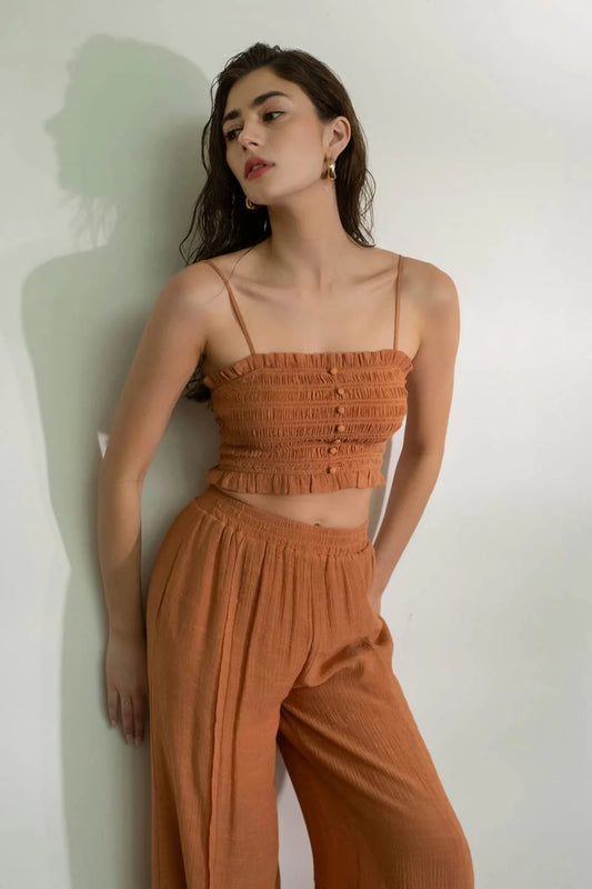 Terracotta Ruffled Cropped Tankette