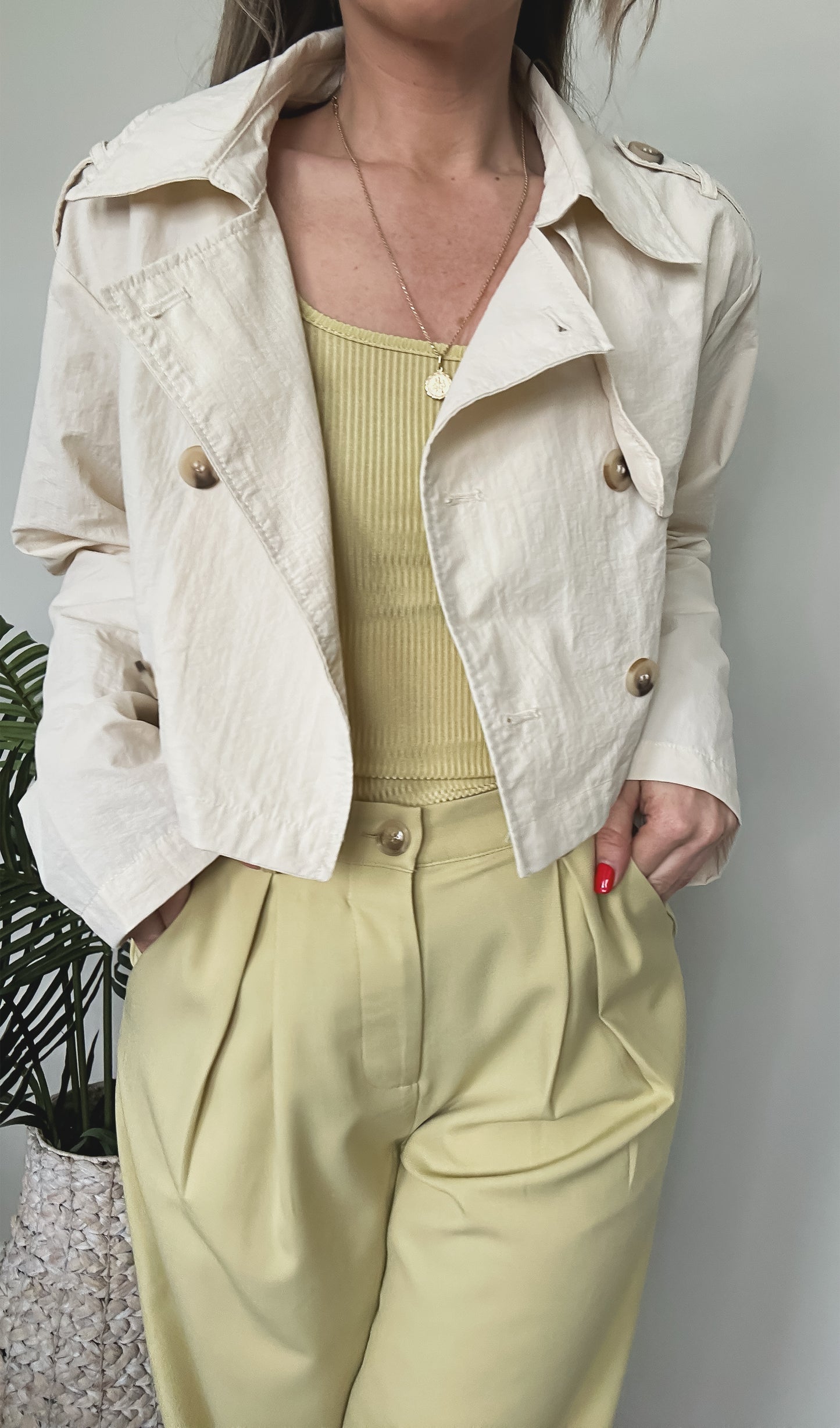 Ivory Cropped Trench Coat